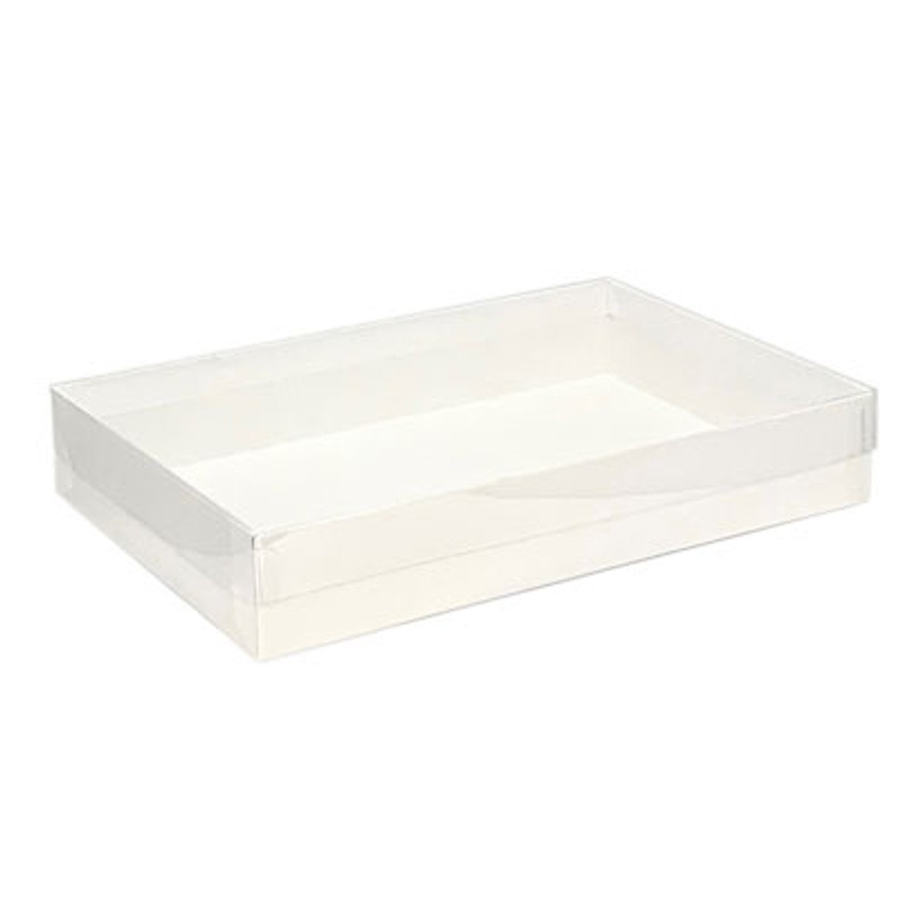 11-1/4" x 8-3/4" x 2" White Swirl Clear Top Box