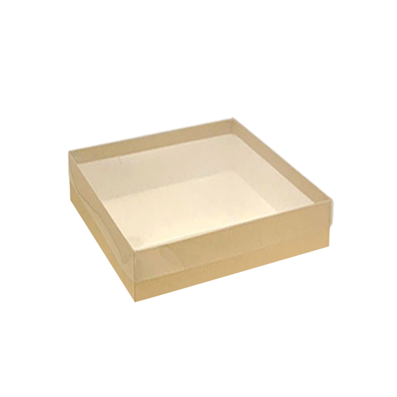 3-1/2" x 3-1/2" x 7/8" Kraft Clear Top Boxes