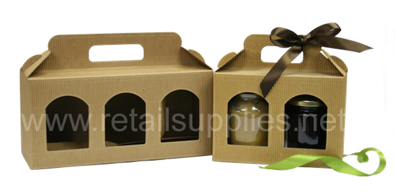 2 Window Box Corrugated Window Jar Carrier Boxes-Medium