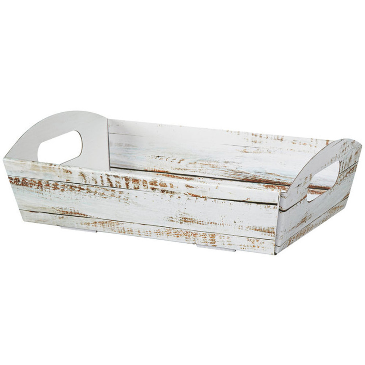 11-1/4"l x 7-1/2"w x 2-1/2"h Presentation Tray Distressed White Wood