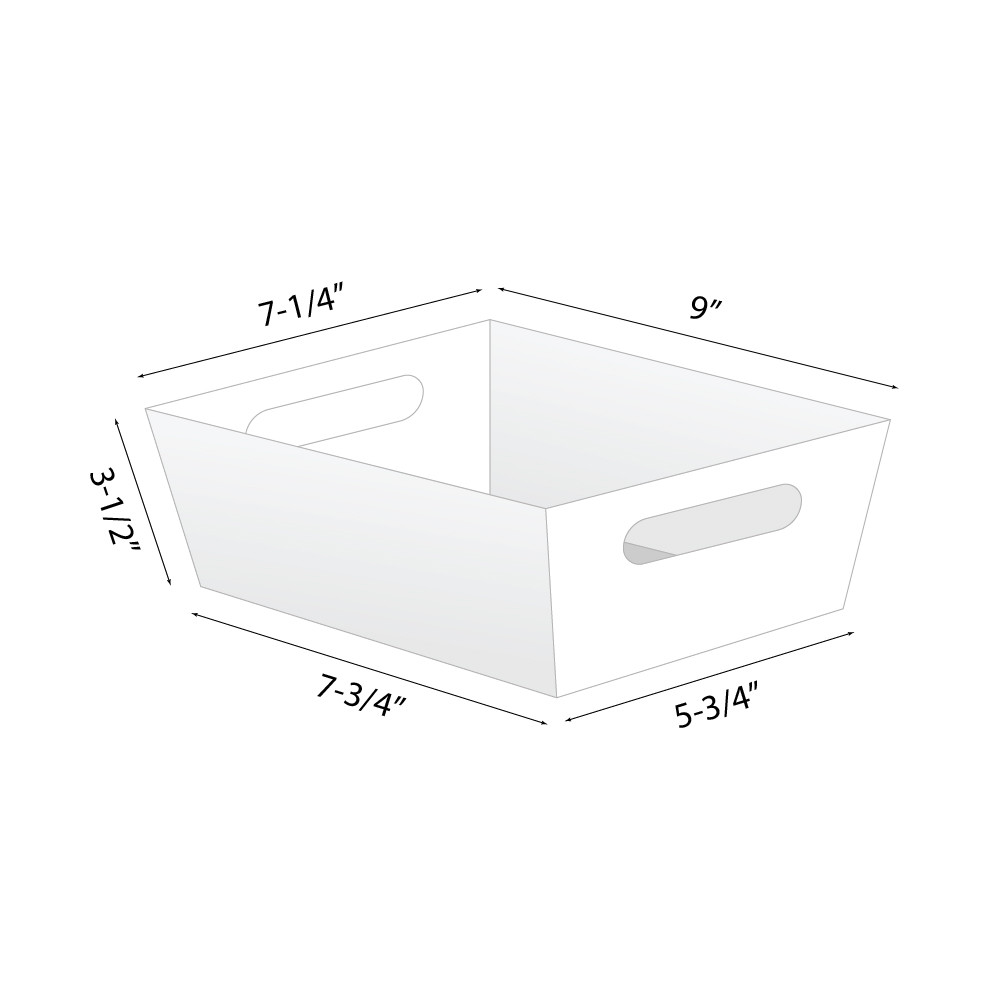 9"l x 7-1/4"w x 3-1/2"h White Basket Tray
