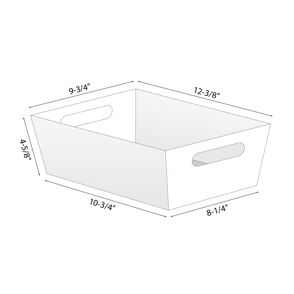 12-3/8"l x 9-3/4"w x 4-5/8"h White Basket Tray