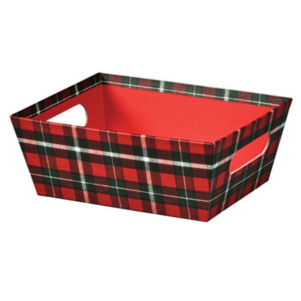 9"l x 7"w x 3-1/2"h Christmas Plaid Basket Tray