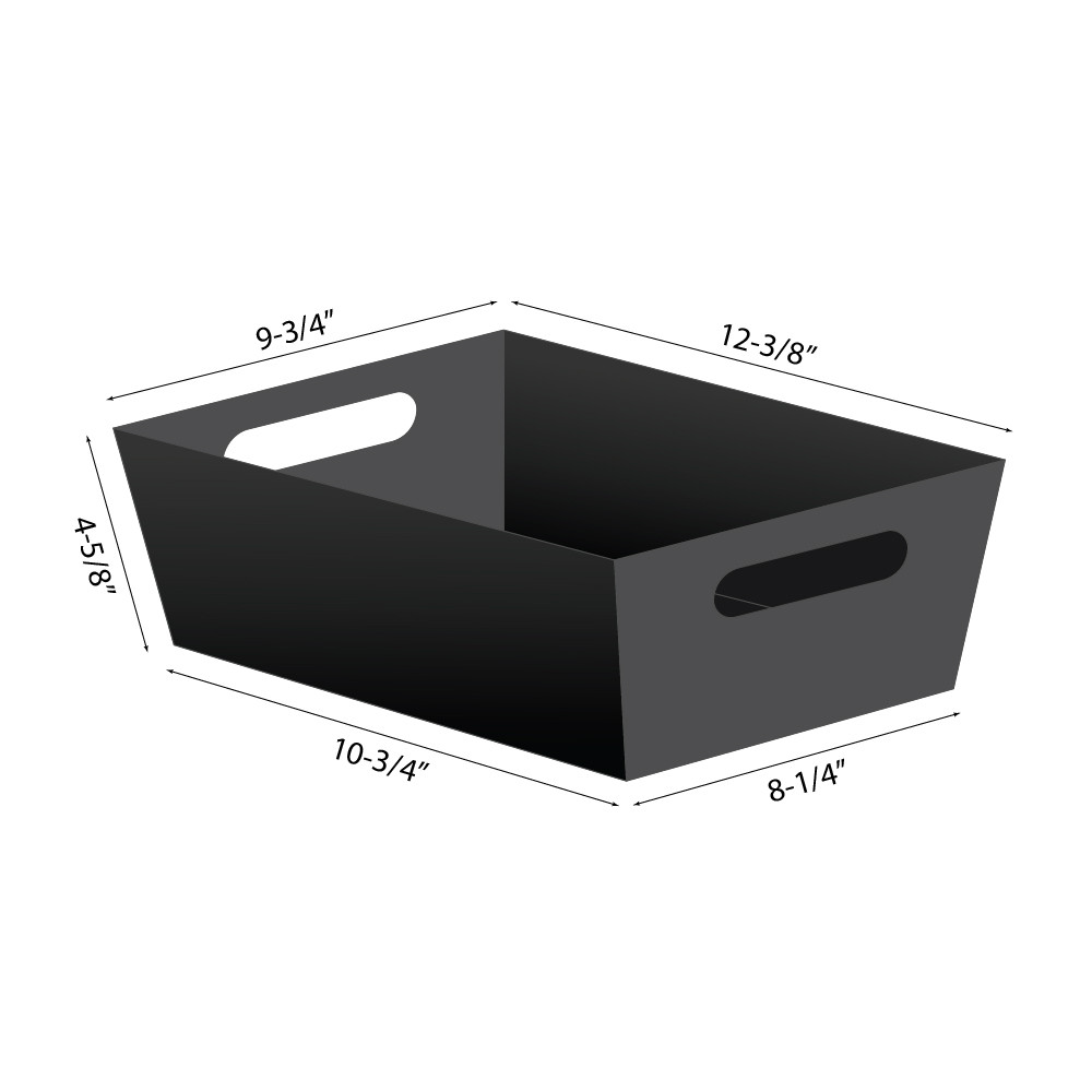 12-3/8"l x 9-3/4"w x 4-5/8"h Black Basket Tray