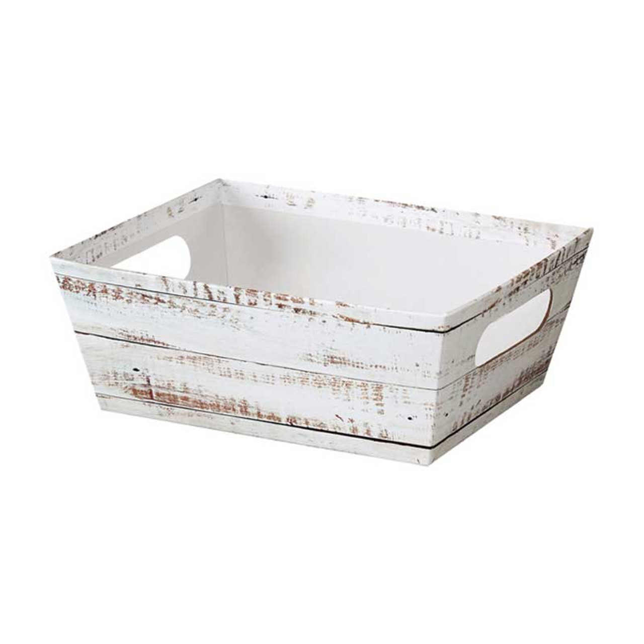 9"l x 7"w x 3-1/2"h Distressed Wood print Basket Tray