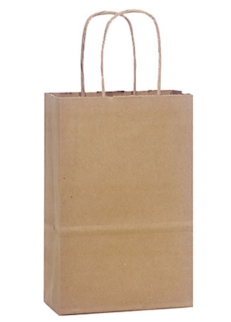 Prime 5"x3"x8" 100% Recycled Kraft Paper Shopping Bags