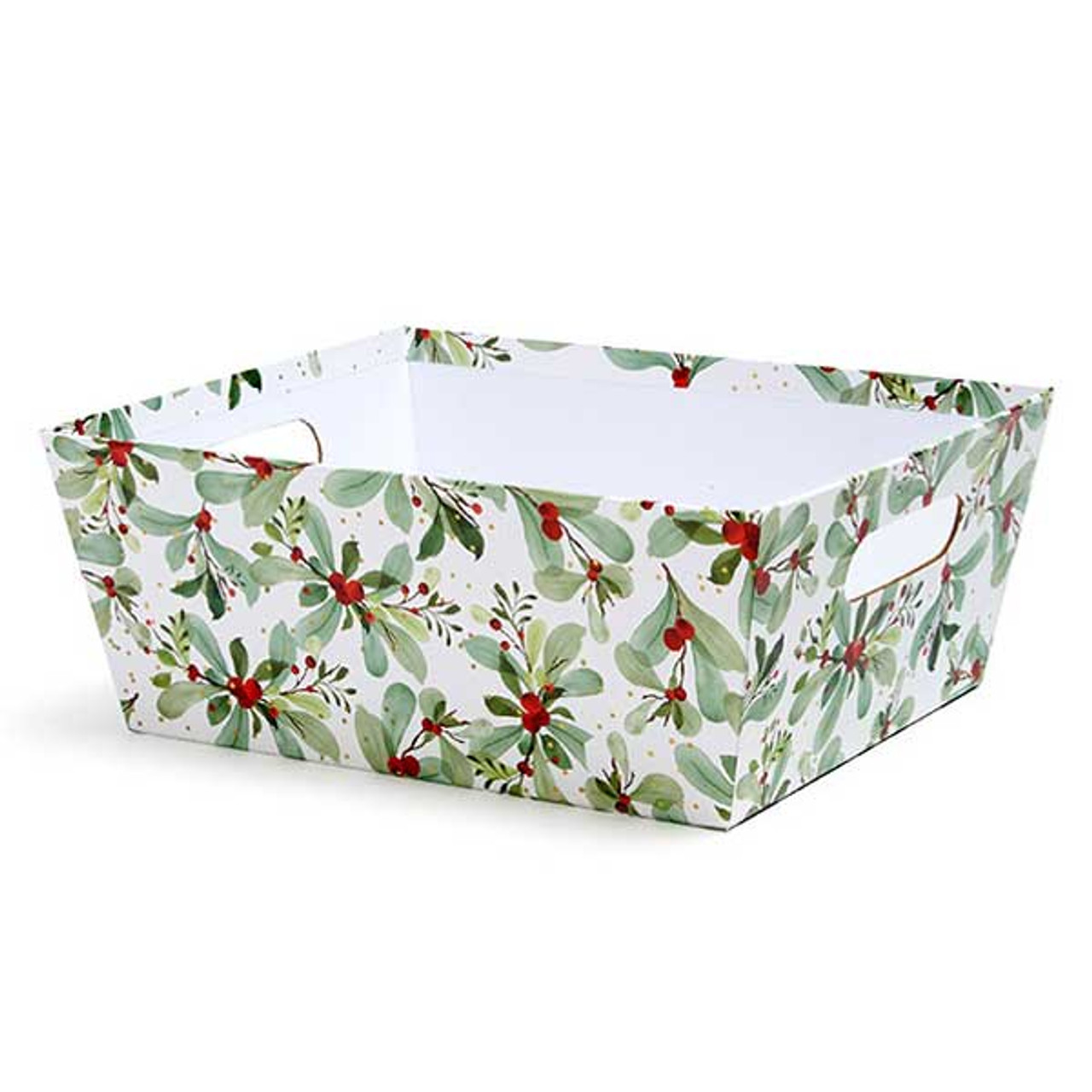 12"l x 9-1/2"w x 4-1/2"h Holly Berries Basket Tray