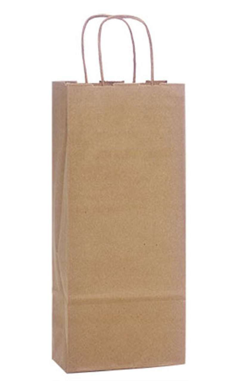 Wine 5-1/4"x3"x12-3/4" 100% Recycled Kraft Paper Shopping Bags