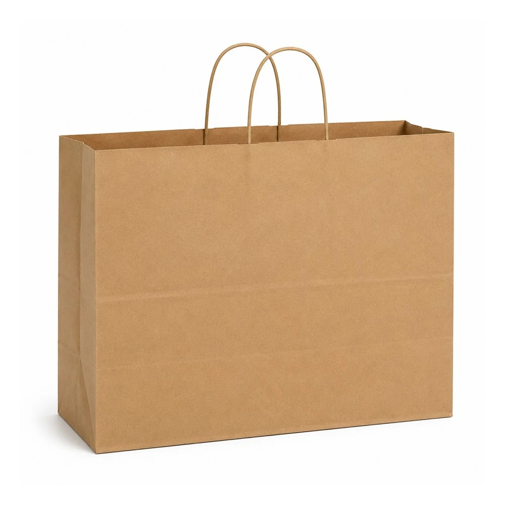 Fashion 16" x 6" x 12-3/4" 100% Recycled Kraft Paper Shopping Bags