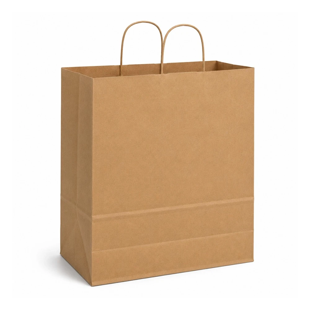 Lion 14" x 9-1/2" x 15-3/4" 100% Recycled Kraft Paper Shopping Bags