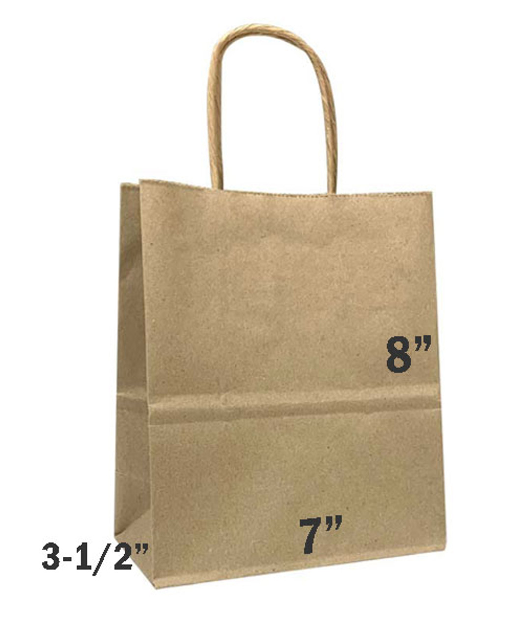 Timmy 7"w x 3-1/2"d x 8"h 100% Recycled Kraft Paper Shopping Bags