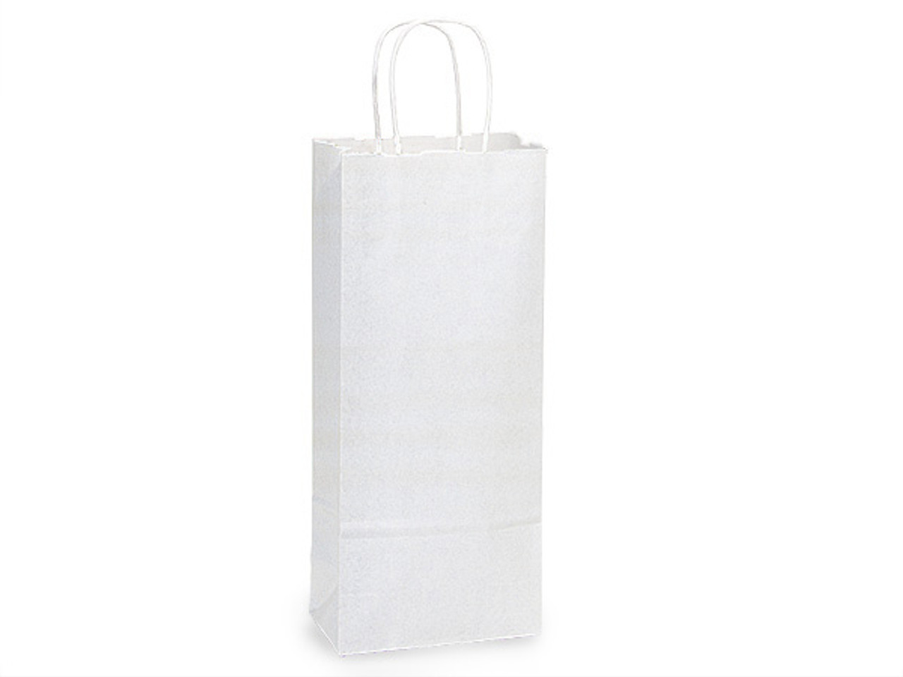 Wine 5"x3"x12" Single Bottle Matte White Paper Shopping Bag