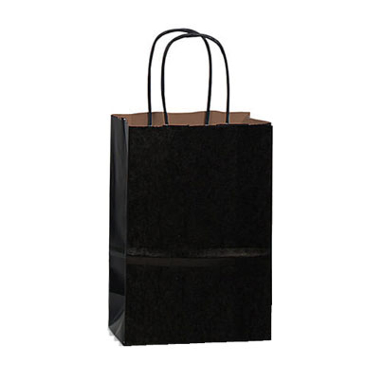 100% Recycled Prime 5"x3"x8" Matte Black Paper Shopping Bags