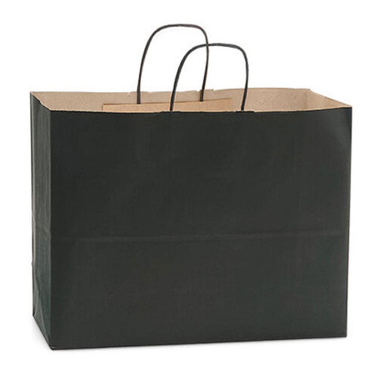 100% Recycled Fashion 16"x6"x12" Matte Black Paper Shopping Bags