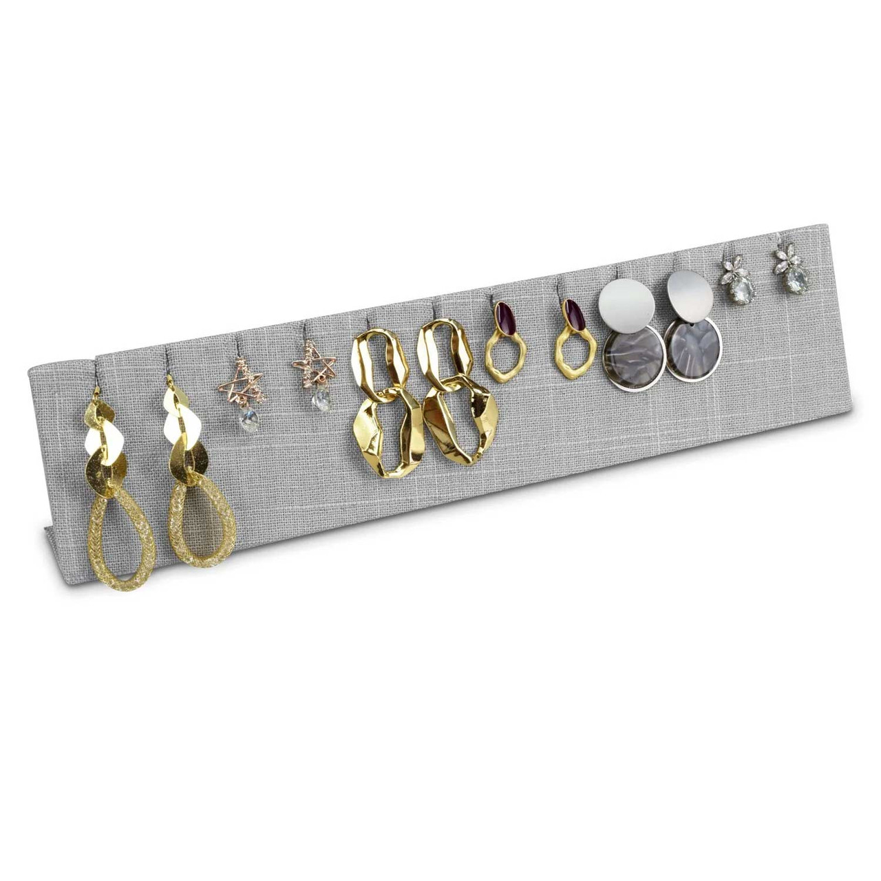 Grey Burlap Linen Earring/Pendant Display Stand - 12" x 3"