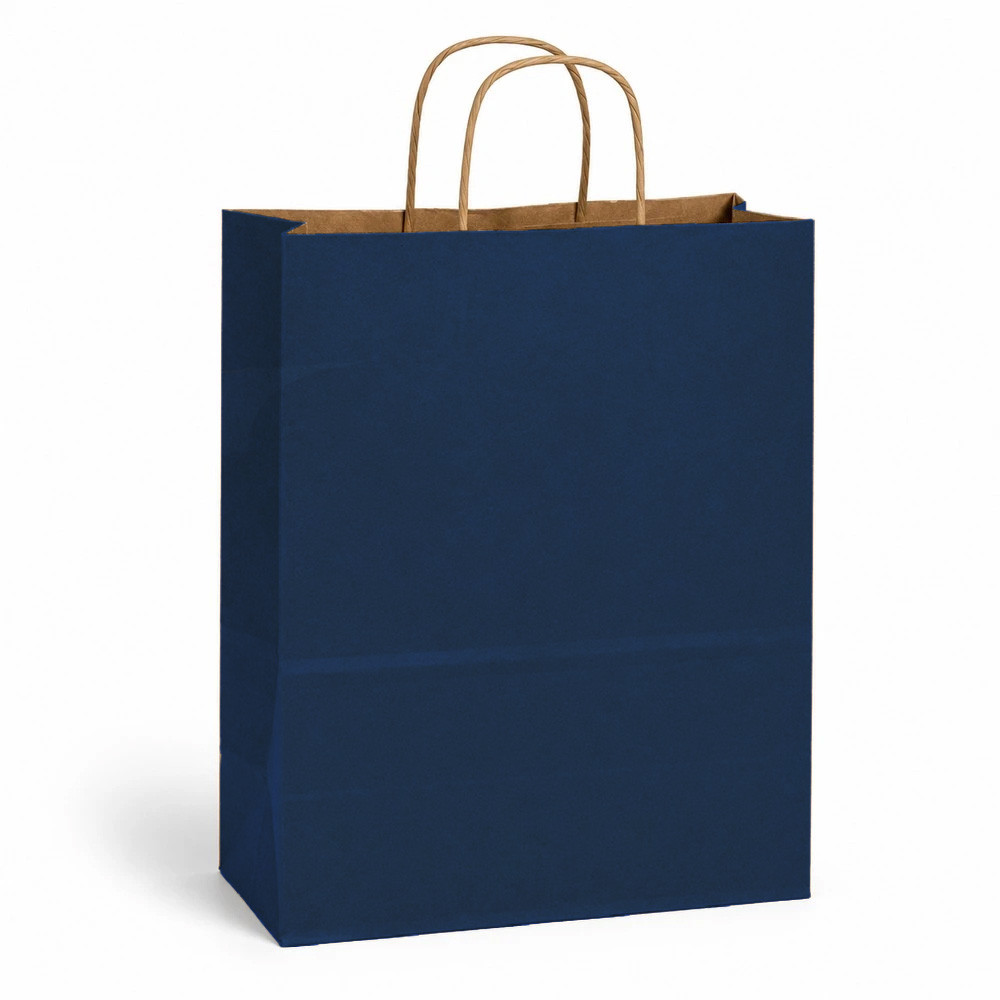 Vanity 10"x5"x13" Navy on Kraft Paper Shopping Bags