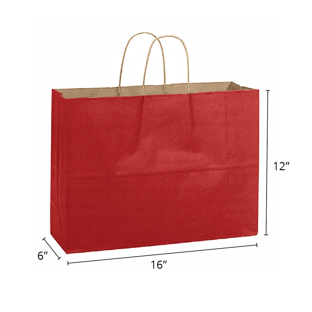 Fashion 16"x6"x12" Red on Kraft Paper Shopping Bags