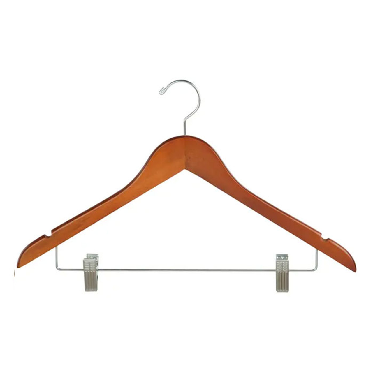 17" Teak Wooden Suit Hanger with Clips