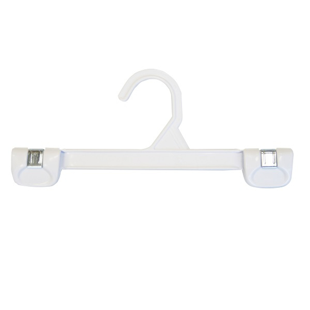 8" White Children's Skirt or Pant Hanger with Plastic Hook per 100