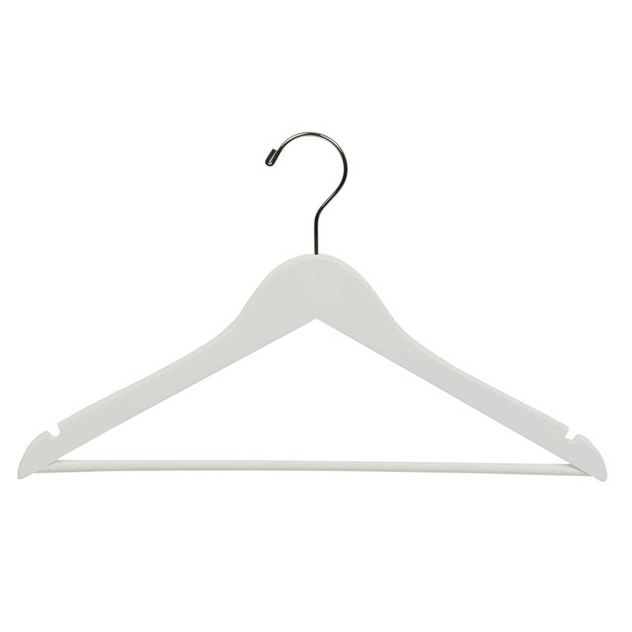 17.5" White Wooden Suit Hanger with Bar