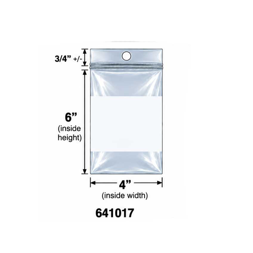 4"x6" Magic Seal 2.0 mil poly Bags with White Block