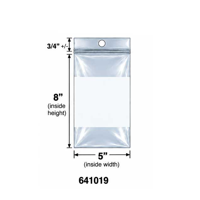 5"x8" Magic Seal 2.0 mil poly Bags with White Block