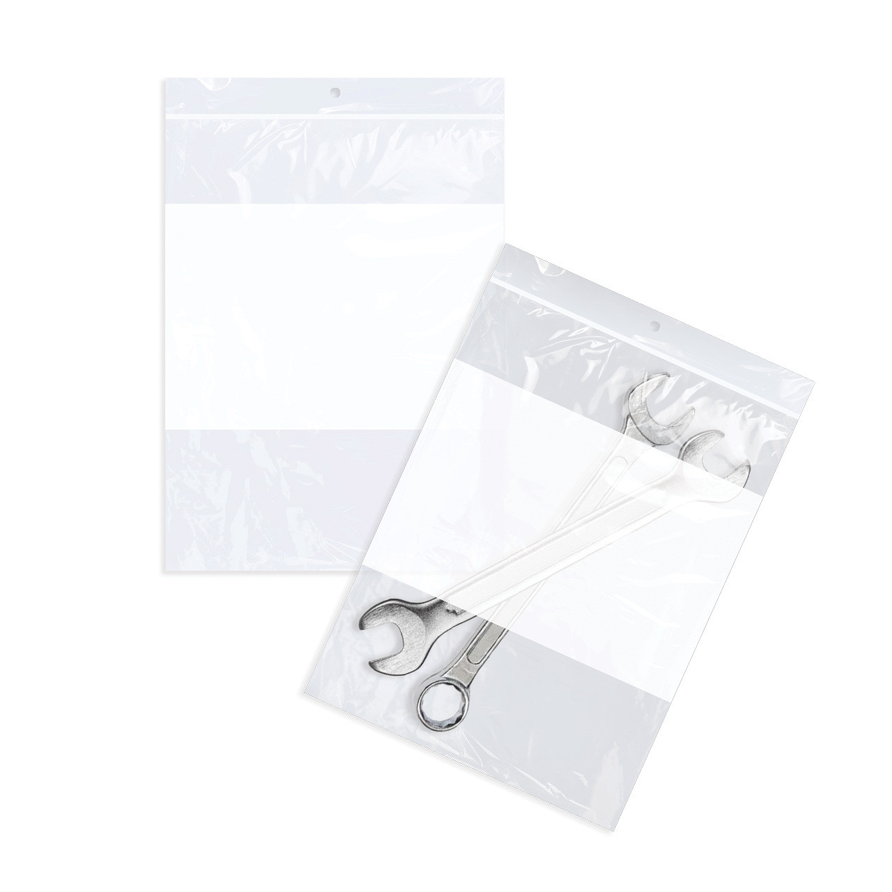 9"x12" Magic Seal 2.0 mil poly Bags with White Block