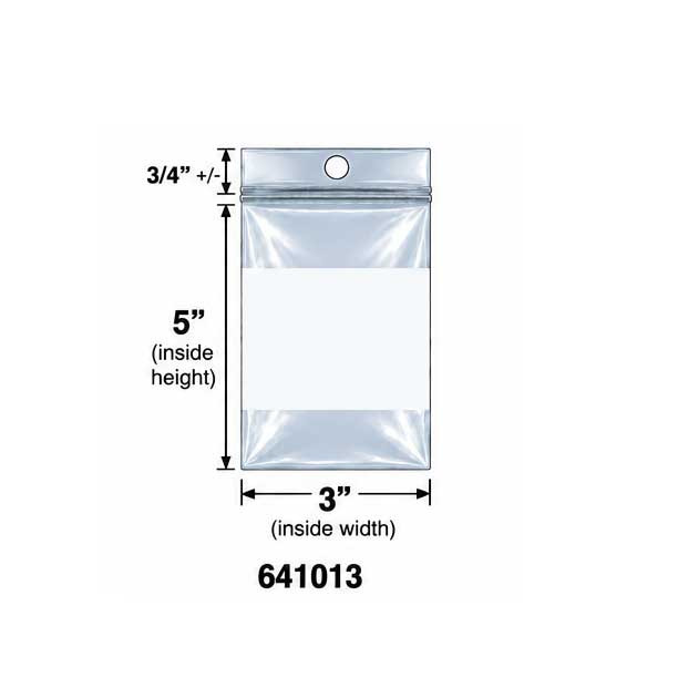 3"x5" Magic Seal 2.0 mil poly Bags with White Block