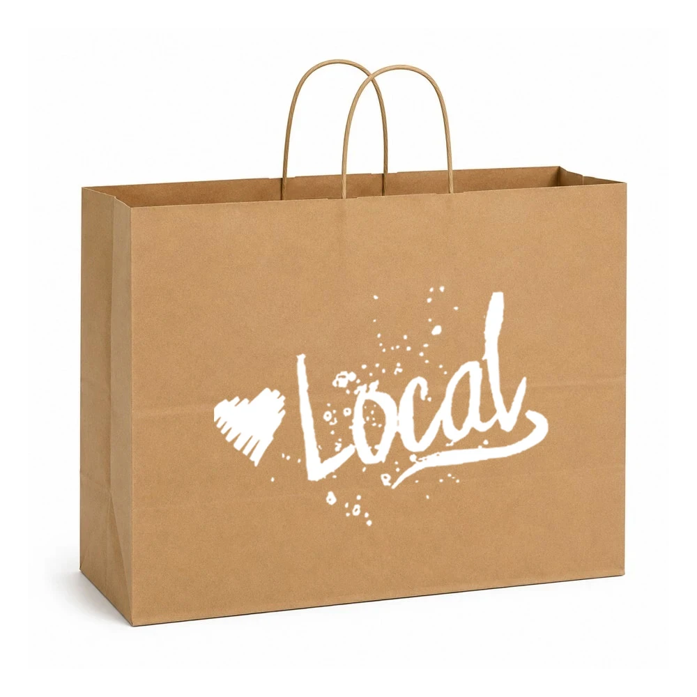 Love Local™ Kraft Paper Shopping Bags - Fashion - 16"x6"x12"