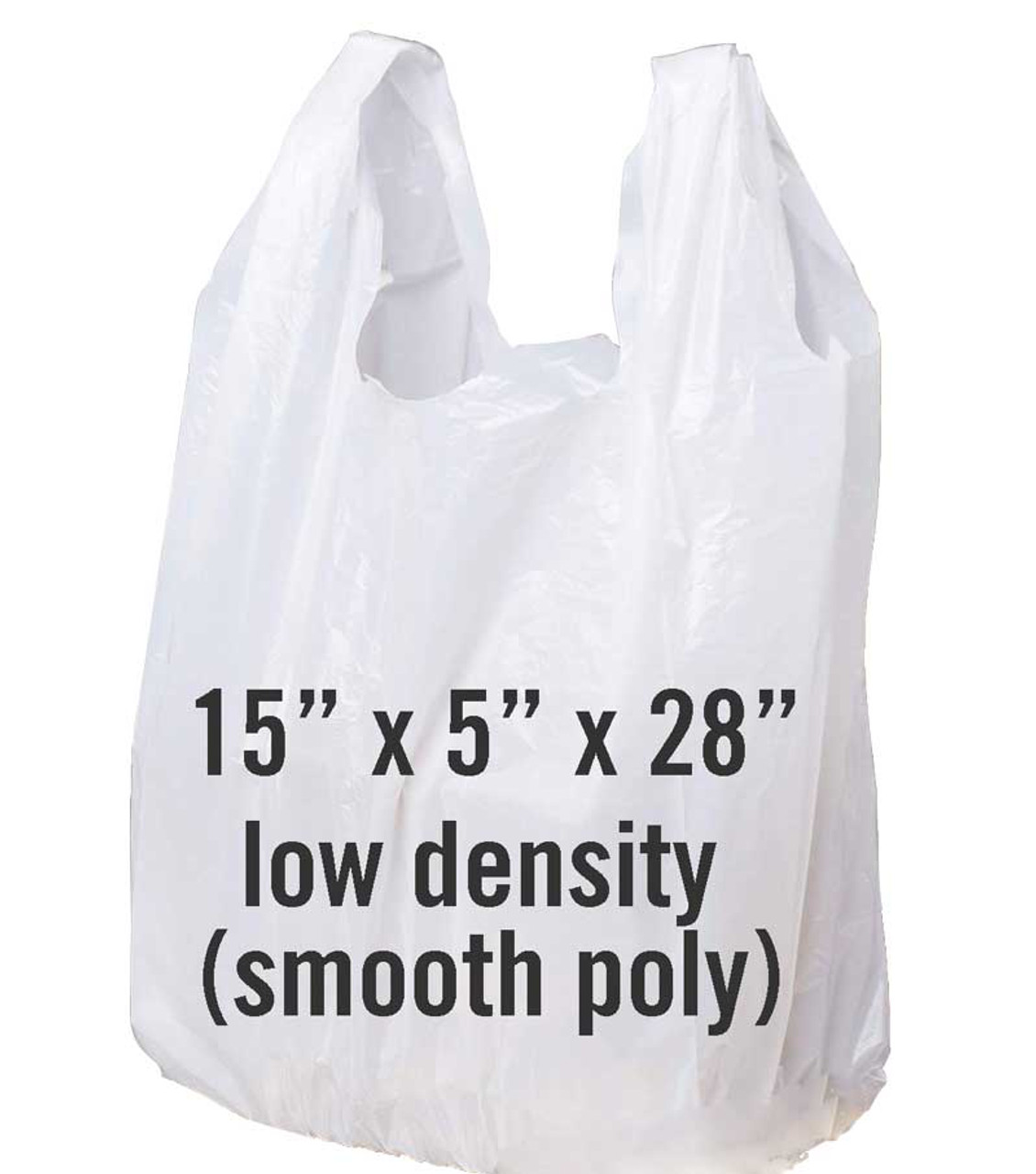 Large 15" x 5" x 28" T-Shirt Bags- Low-Density Smooth Poly per 500