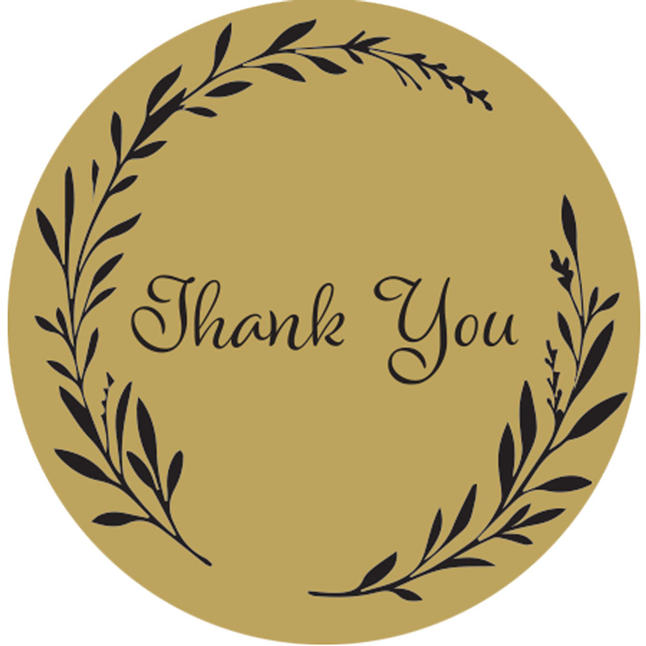 1-1/4" round Gold & Black Thank You Labels - roll 200