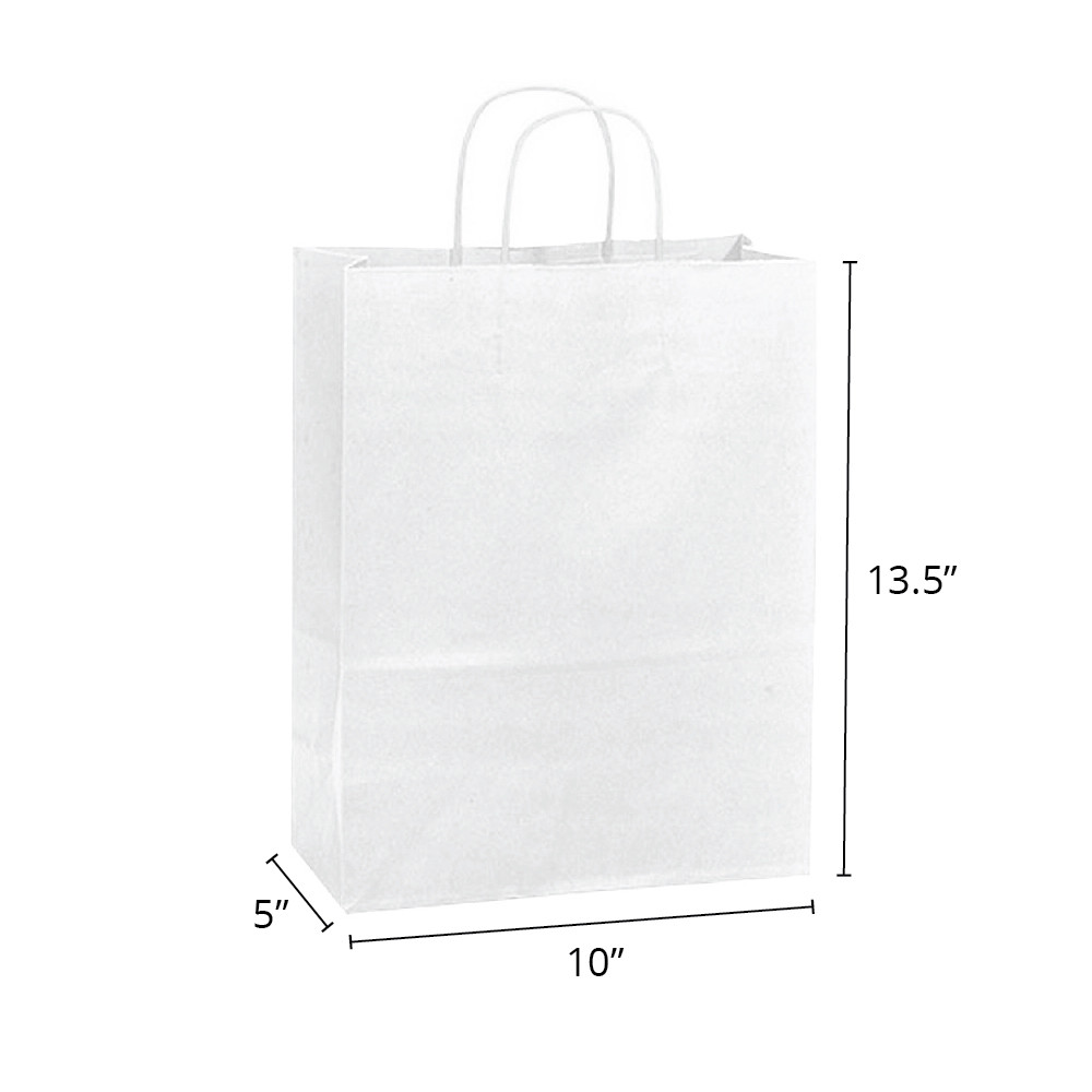 Vanity 10" x 5" x 13-1/2" 40% Recycled Matte White Paper Shopping Bags