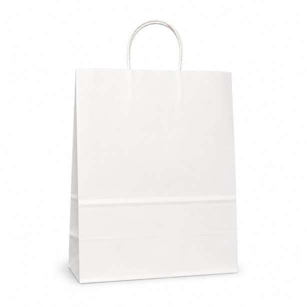 Vanity 10" x 5" x 13-1/2" 40% Recycled Matte White Paper Shopping Bags