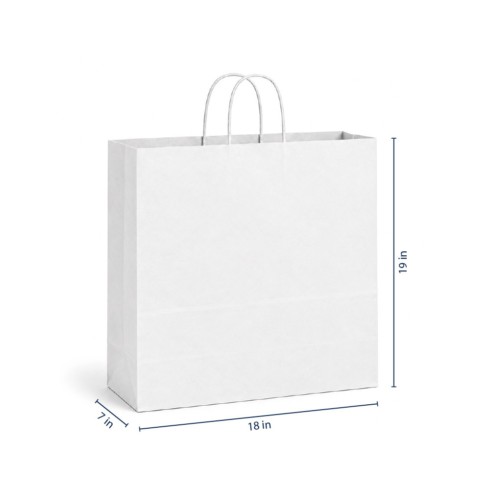Universal 18" x 7" x 19" 40% Recycled Matte White Paper Shopping Bags