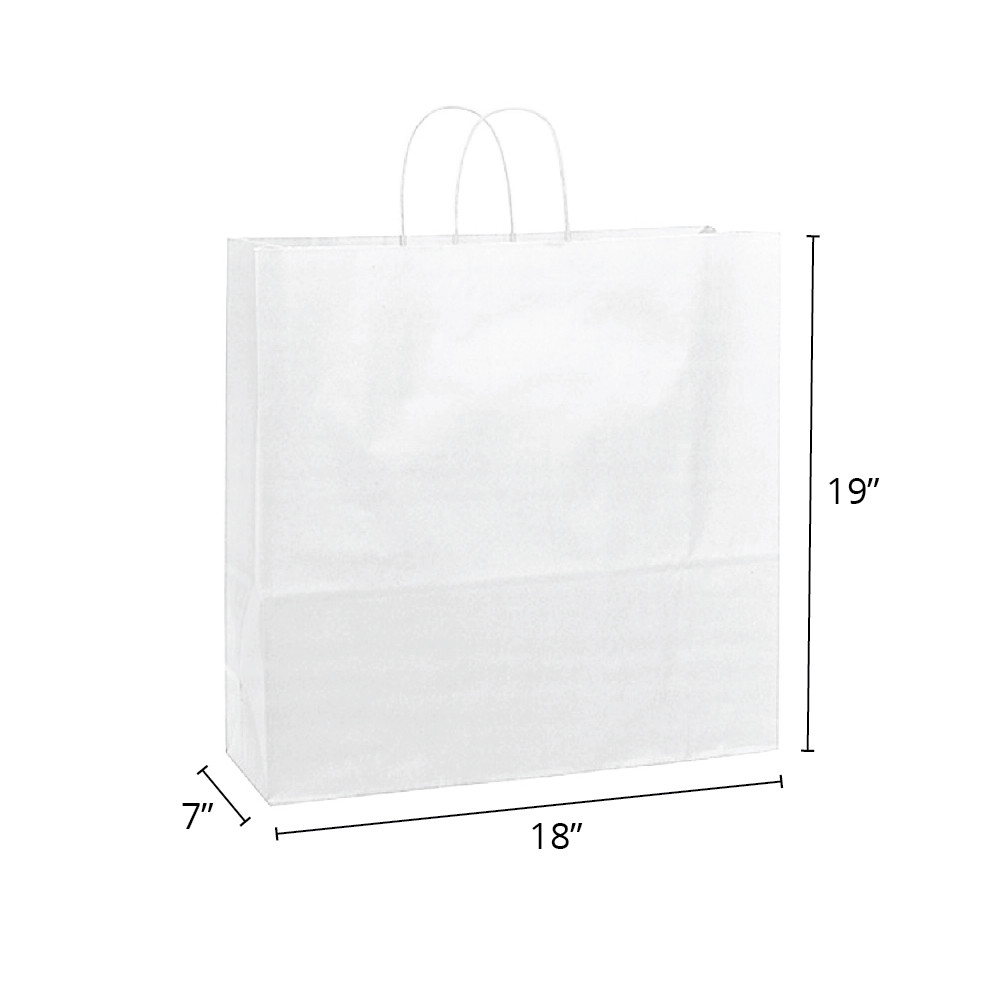 Universal 18" x 7" x 19" 40% Recycled Matte White Paper Shopping Bags
