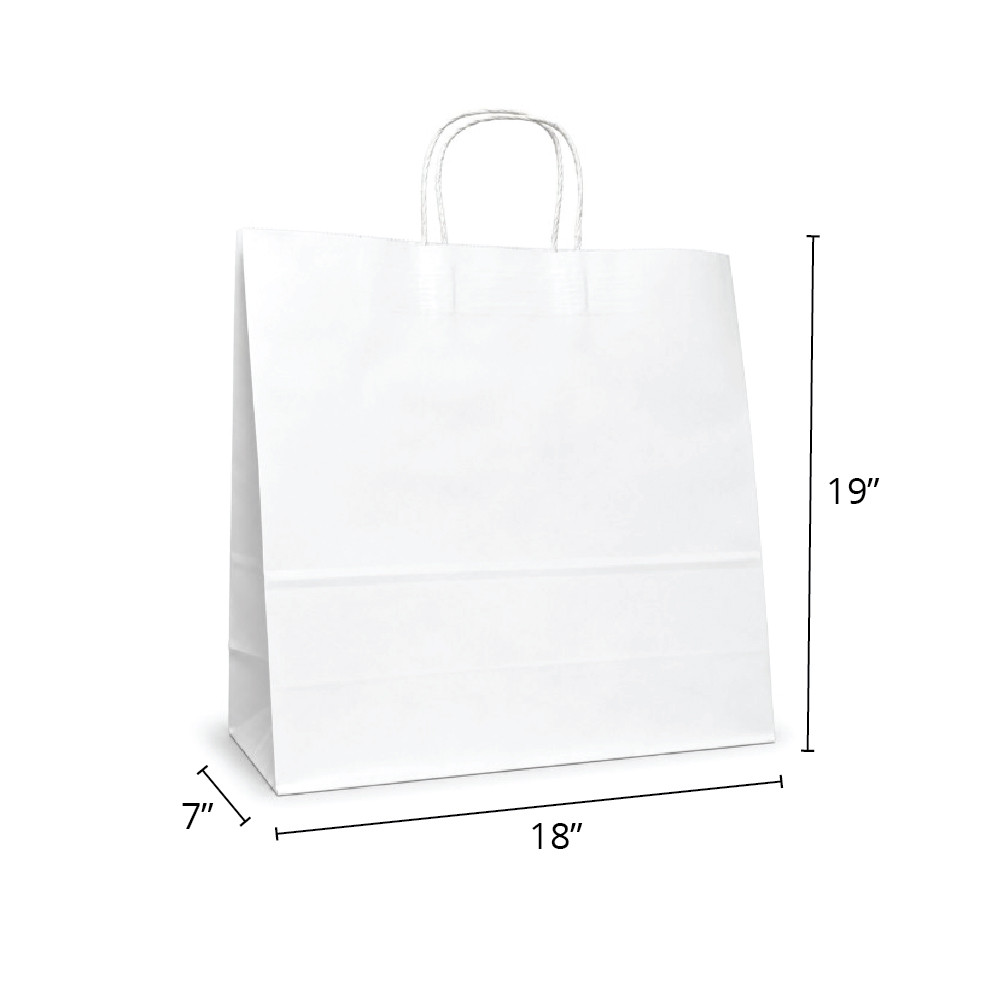 Universal 18" x 7" x 19" 40% Recycled Matte White Paper Shopping Bags