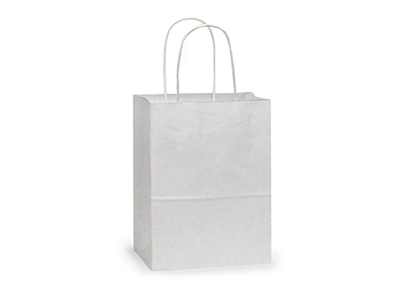 Prime 5-1/2" x 3" x 8-3/4" 40% Recycled Matte White Paper Shopping Bags