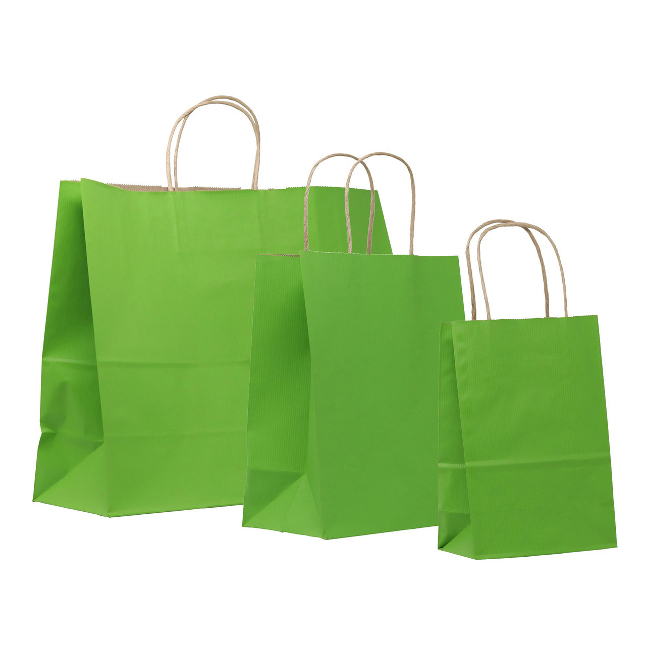 5-1/2"x3-1/4"x8-1/4" Prime Apple Green On Kraft Pinstripe Paper Shopping Bag per 250