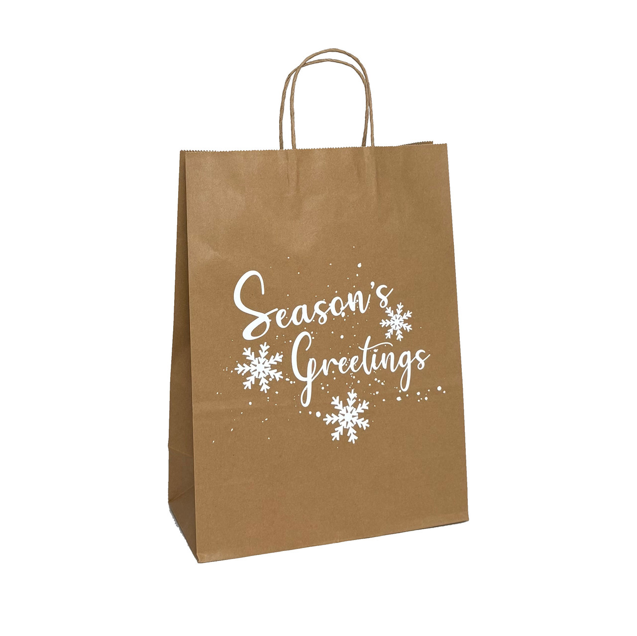 Seasons Greetings Kraft Paper Shopping Bags - Vanity - 10"x5"x13-1/4"