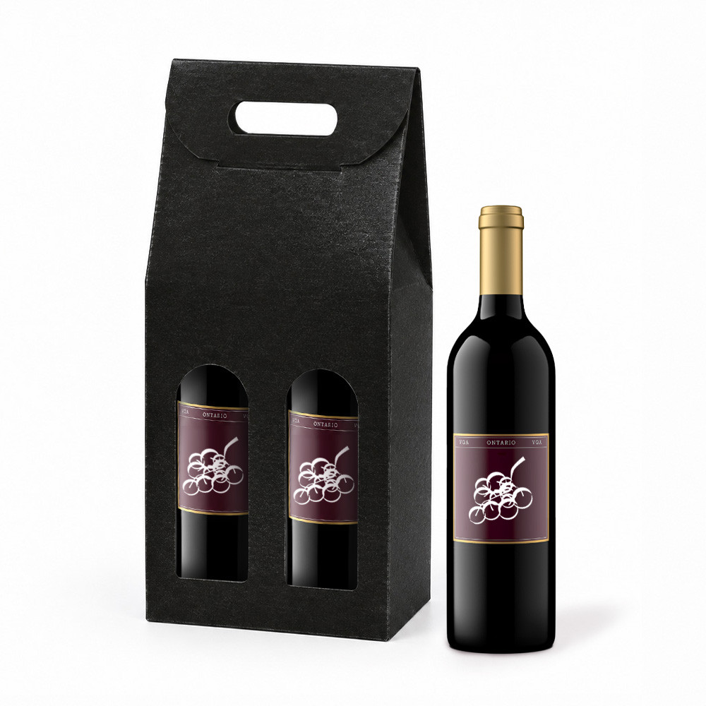 2 Bottle Matte Black Wine Box Carrier