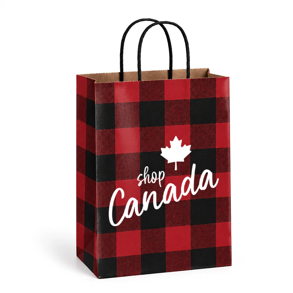 Petite 8" x 4-1/2" x 10-1/2" Buffalo Plaid Shop Canada Paper Shopping Bag