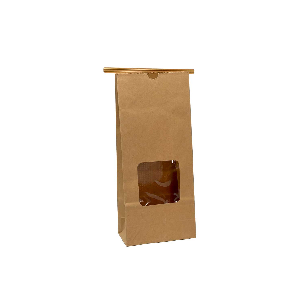 1 lb. 4-1/4"w x 2-1/2"d x 10-1/2"h Kraft With Window Coffee Bags