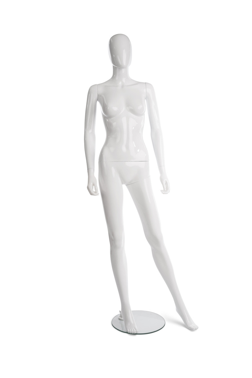 The Durables White Satin Kate Female Mannequin Leg to Side pose (2in1)