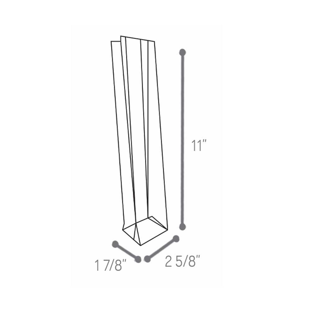 Clear 2-5/8" x 1-7/8" x 11" BOPP Hard Bottom Bag