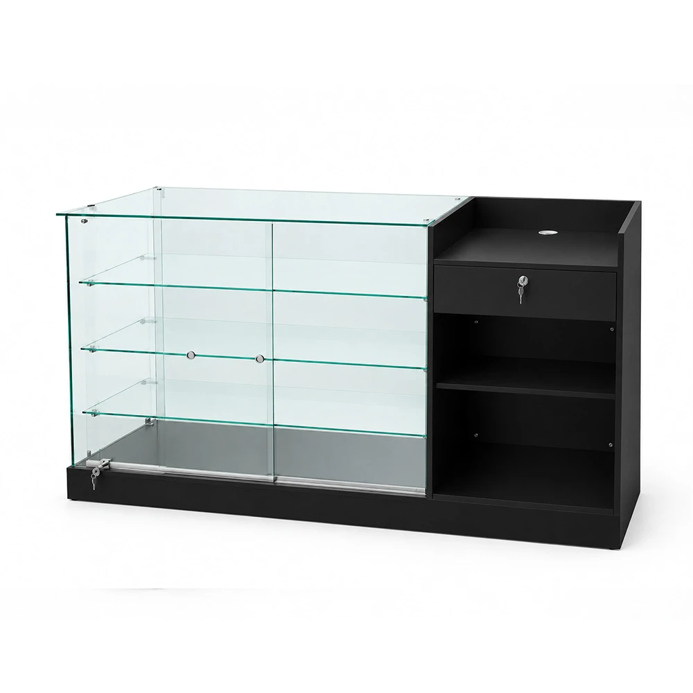 Premium Black Frameless 60"w x 20"d x 38"h Combo Showcase