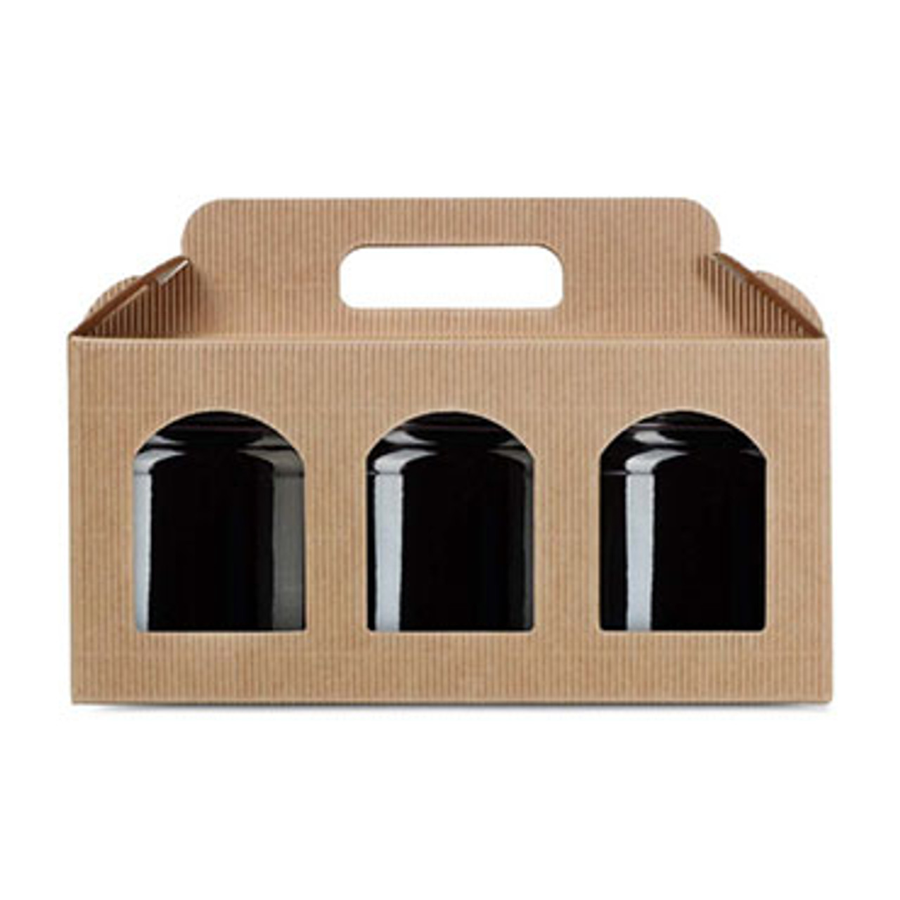 3 Window Kraft Jar Carrier Box - Medium