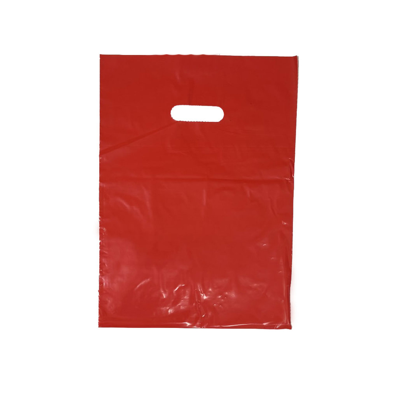 13" x 17" Red Die Cut Handle Plastic Bag