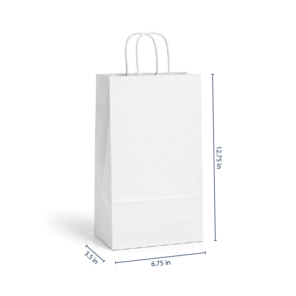 Puma - Double Bottle 6-3/4" x 3-1/2" x 12-3/4" 40% Recycled Matte White Paper Shopping Bags