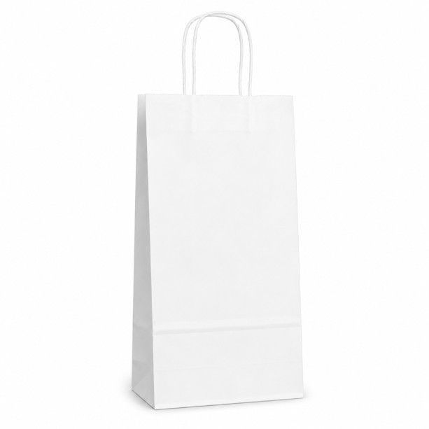 Puma - Double Bottle 6-3/4" x 3-1/2" x 12-3/4" 40% Recycled Matte White Paper Shopping Bags