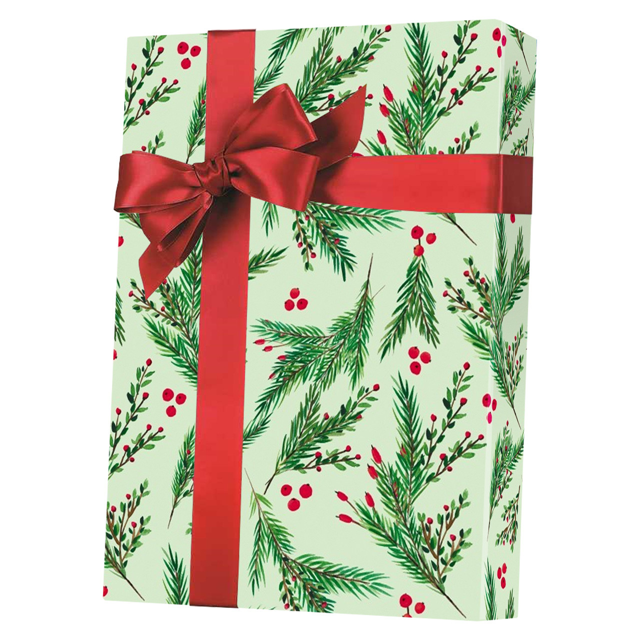 24" x 200' Evergreen Branches Gift Wrap